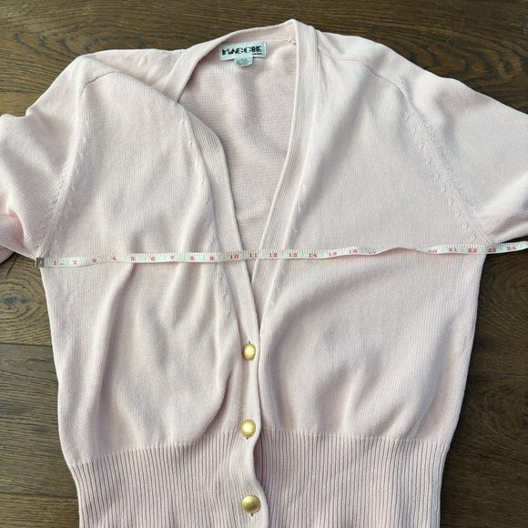 Vintage Cotton Light Pink and Gold Cardigan Sweater - Picture 11 of 14